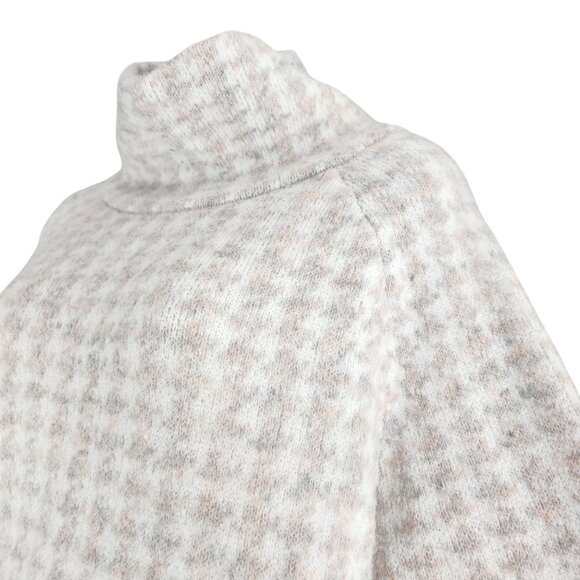 RD Style Womens Houndstooth Turtleneck Sweater Large NWT Cream Beige Neutral - Picture 3 of 7